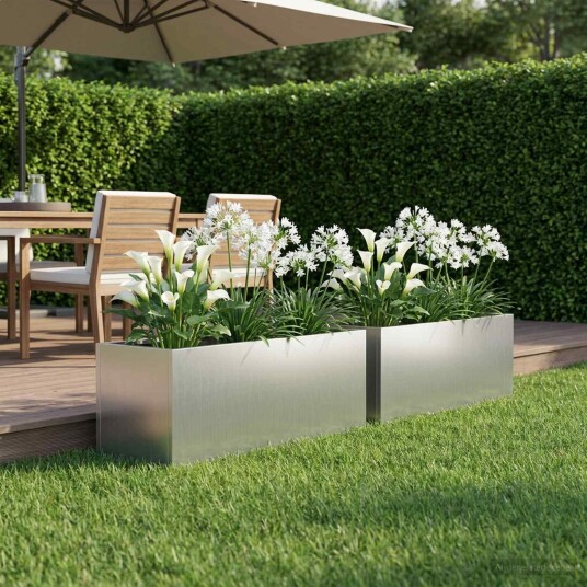 vidaXL Hageblomsterpotte 2 stk. Sølv 60 x 20 x 20 cm Galvanisert stål