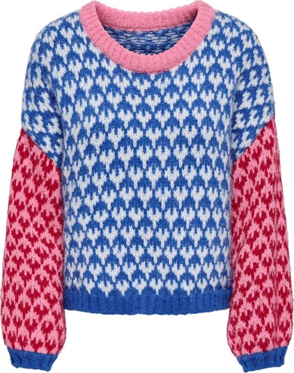 ONLY Onlcaro Ls Pattern O Neck Cc Knt SACHET PINK XL
