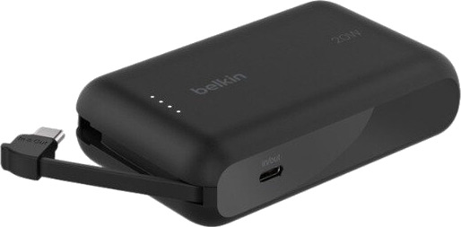 Belkin BoostCharge 10.000 mAh Powerbank med Integrert USB-C Kabel Svart