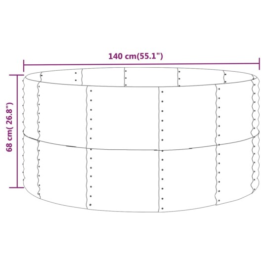 vidaXL Plantekasse sølv 140x140x68 cm pulverlakkert stål