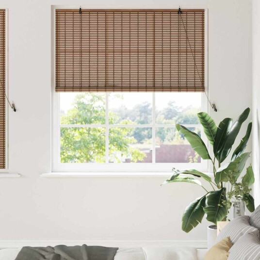 Vindu Persienne med gardiner Brun 140 x 160 cm Bambus