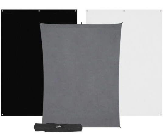 Westcott X-Drop 3-Pakk Bakgrunn Kit 5x7 Hvit, grå og sort 1,5m x 2,1m Westcott X-Drop 3-Pakk Bakgrunn Kit 5x7 Hvit, grå og sort 1,5m x 2,1m