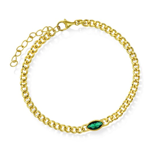 Pan Jewelry Rio Radiance armbånd i forgylt 925 sølv med grønn zirkonia Pan Jewelry Rio Radiance armbånd i forgylt 925 sølv med grønn zirkonia