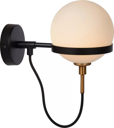 Feline Vegglampe For Baderom IP44  Sort/Opalhvitt