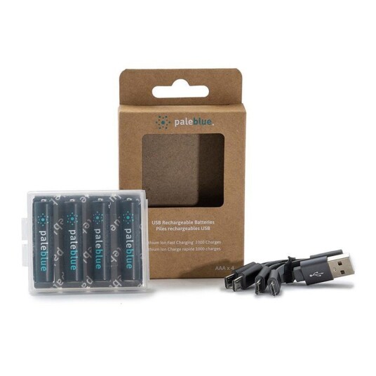 Pale Blue oppladbare Li-Ion AAA-batterier - 4 stk
