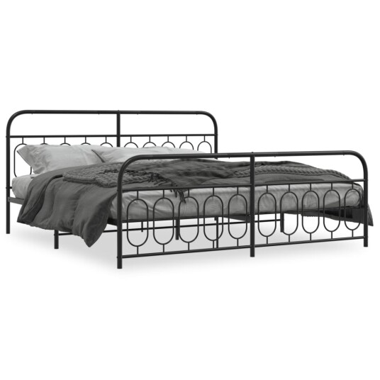  Sengeramme i metall med hode- og fotgavl svart 200x200 cm 8721102646126