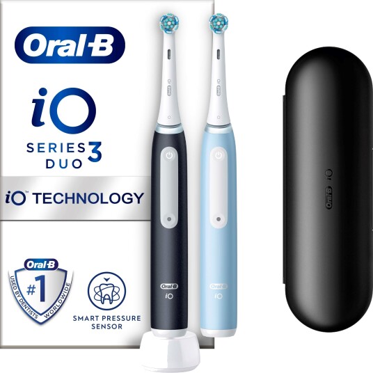 Oral-B iO3 Duo Elektrisk Tannbørste med Magnetisk Teknologi, 2 stk Sort og Blå