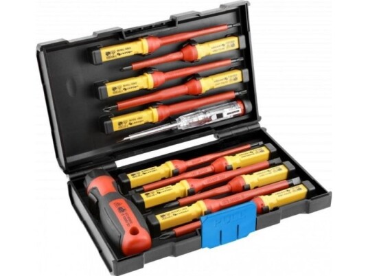 Hogert HT1S997 1000V Isolert Skrutrekkersett 13 Deler VDE-Godkjent