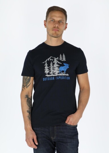 Swedemount Forest Tee Navy Elk L T-Shirts