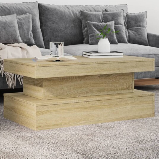  Salongbord med LED-lys sonoma eik 90x50x40 cm 8721012466180