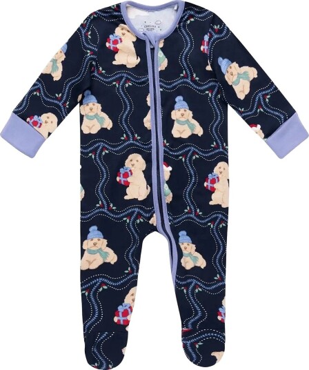 Chelsea Peers Baby Chip Christmas Sleepsuit NAVY 9-12