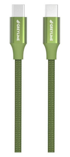 GreyLime Braided USB-C til USB-C 60W Kabel Grønn 2 m GreyLime Braided USB-C til USB-C 60W Kabel Grønn 2 m