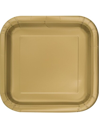 Unique 16 stk Små Firkantede Gullfargede Papptallerkener 17 cm 33240