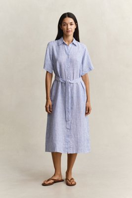 GANT Striped Linen Ss Shirt Dress Blue 36