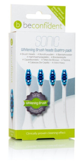 Beconfident Whitening Sonic 4-pack tootbrush heads white