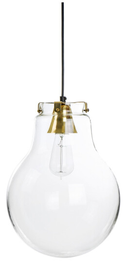 Taklampe glasskule m/holder i gull Ø:36cm