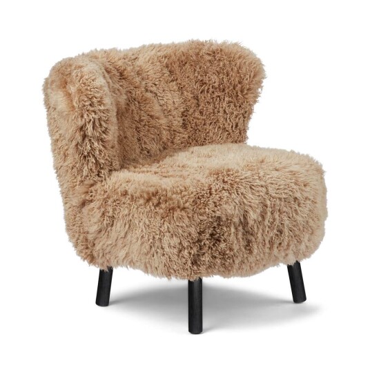 Natures Collection Emily Lounge Chair Langhåret Honning Svart bøk