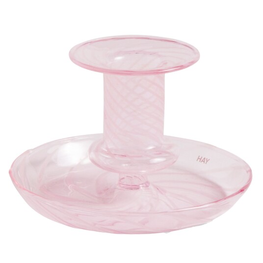 HAY Flare Stripe lysestake i rosa borosilikatglass