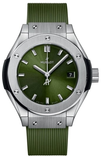 Hublot Dameklokke 591.NX.8970.RX Classic Fusion Grønn/Gummi Ø29 mm