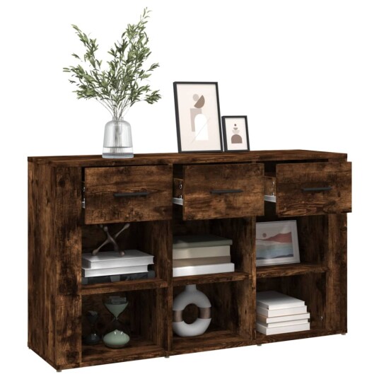 vidaXL Skjenk røkt eik 100x30x59,5 cm konstruert tre