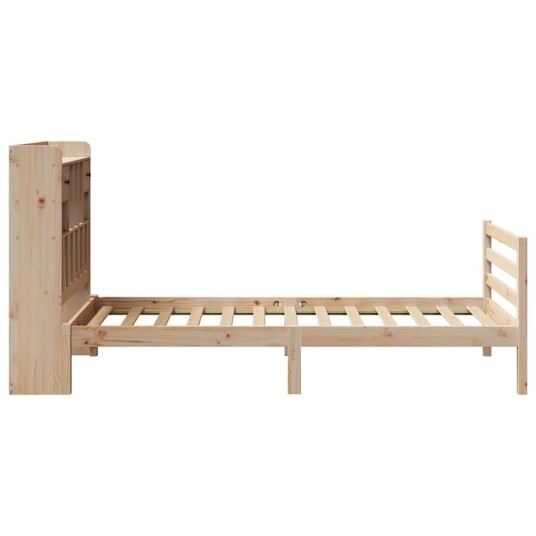 Seng med bokhylle uten madrass 90x190 cm heltre furu 8721158607119