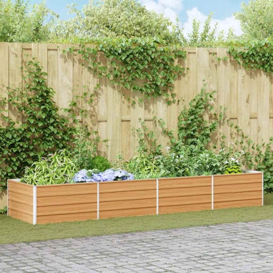 vidaXL Høybed Lys Brun 320 x 80 x 45 cm Galvanisert Stål vidaXL Høybed Lys Brun 320 x 80 x 45 cm Galvanisert Stål