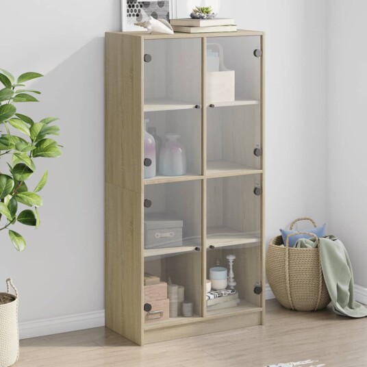  Highboard med dører sonoma eik 68x37x142 cm konstruert tre