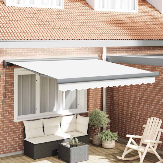 Manuell Uttrekkbar Markise Hvit 300x250 cm Manuell Uttrekkbar Markise Hvit 300x250 cm