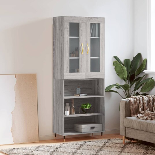 vidaXL Highboard grå sonoma 69,5x34x180 cm konstruert tre 8720845481339