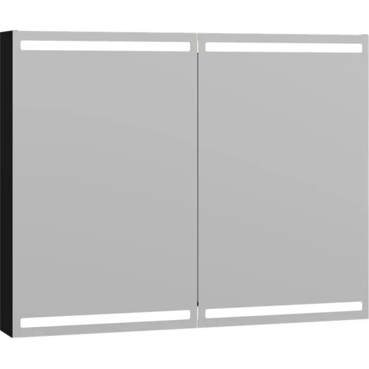 Dansani Level Speilskap med LED-lys 100x14,5x80 cm Sort Matt