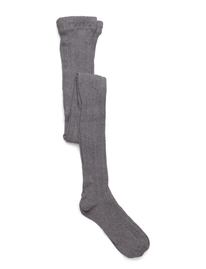 Geggamoja Cable Knitted Stockings Grey Melange Grey 134-140