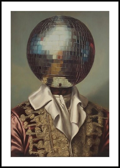 DiscoHead King  / Altered Collage Art Plakat Plakat / 21x30cm