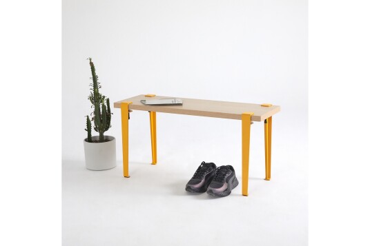 Khalkeus Benk 90x30 cm Brun/Gul Hanah Home