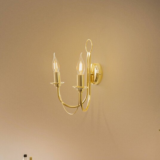 Euluna Retro vegglampe 2 lyskilder gull