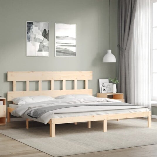 vidaXL Sengeramme med hodegavl 200x200 cm heltre