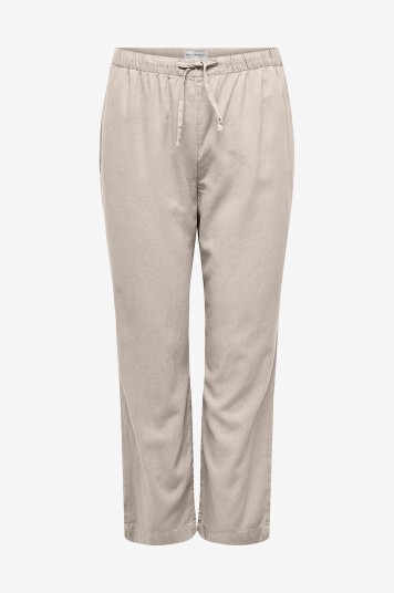 Only Carmakoma - Bukser carCaro MW Linen BL Pull-up Pant TL - Grå Only Carmakoma - Bukser carCaro MW Linen BL Pull-up Pant TL - Grå