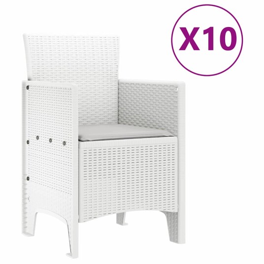 Hage spisebordsett 11 pcs Hvit 250 x 100 x 73 cm