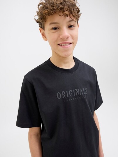 Jack & Jones Junior Frederiksberg T Shirt Relaxed Fit Svart (140 / 10 år)