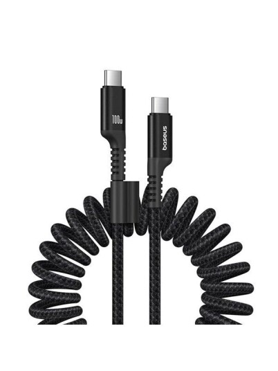 Baseus Fast Charging Cable USB-C to USB-C Fish-Eye - 100watt - 1m coilled - Black Baseus Fast Charging Cable USB-C to USB-C Fish-Eye - 100watt - 1m coilled - Black