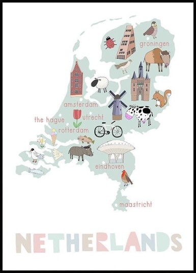 The Netherlands Illustration by Artist Carla Daly Plakat Plakat / 30x40cm The Netherlands Illustration by Artist Carla Daly Plakat Plakat / 30x40cm