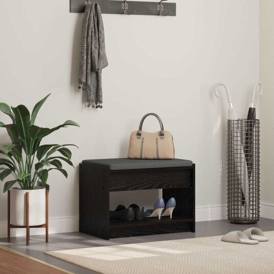 vidaXL Gangbenk Svart Eik 63 x 38 x 45 cm Konstruert treverk og stoff