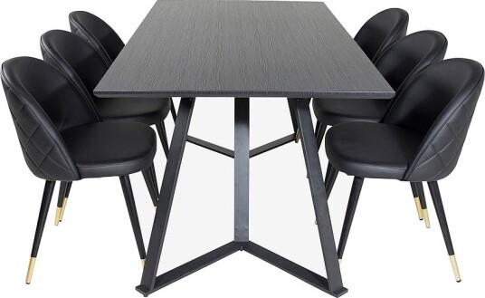 Venture Home   Spisegruppe Maggie med 6 stk spisestoler Valleta   Svart