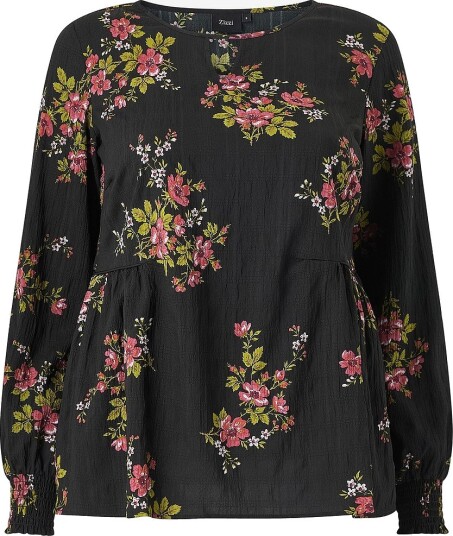 Zizzi Bluse mWes L/S Blouse Svart