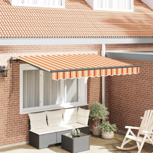 vidaXL Uttrekkbar markise Gul og oransje 250 x 200 cm stoff