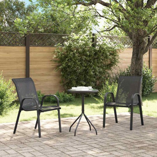 vidaXL Stablebare hagestoler 2 stk svart textilene-stoff vidaXL Stablebare hagestoler 2 stk svart textilene-stoff