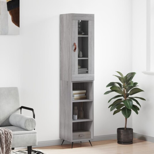 vidaXL Highboard grå sonoma 34,5x34x180 cm konstruert tre 8720845487652