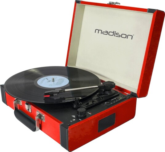 Madison Vintage Platespiller m. Bluetooth Rød
