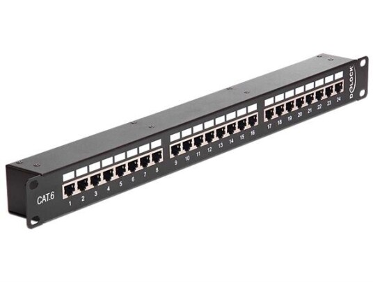 Delock 24-Port CAT 6 STP Koblingspanel 1U Svart 19" Delock 24-Port CAT 6 STP Koblingspanel 1U Svart 19"