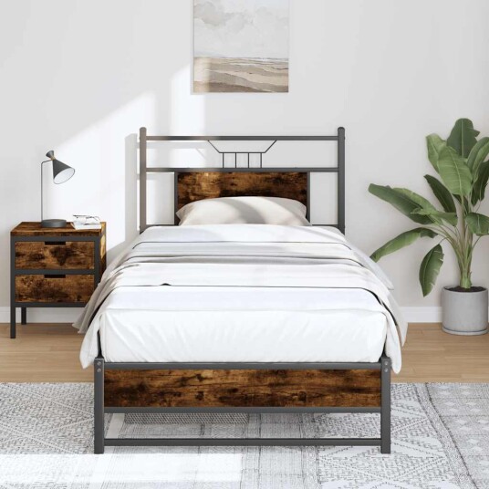  Sengeramme uten madrass røkt eik 75x190 cm konstruert tre 4106898