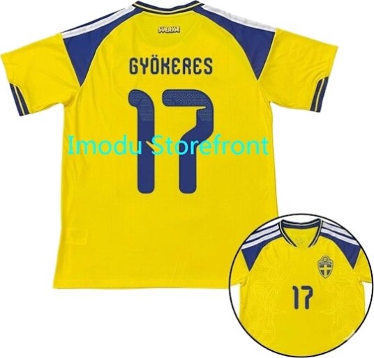2026 VM Sverige Herrelandslag Hjemmedrakt Nr.17 Gyökeres Kun T skjorte